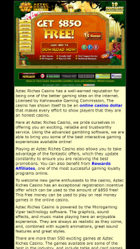 Aztec Riches Casino Homepage Mobile