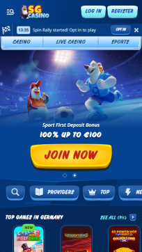 SGCasino Homepage Mobile
