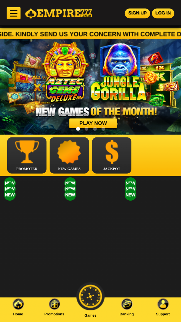 Empire777 Casino Homepage Mobile