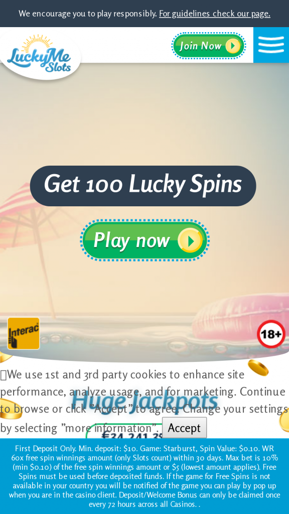 LuckyMe Slots Casino Homepage Mobile