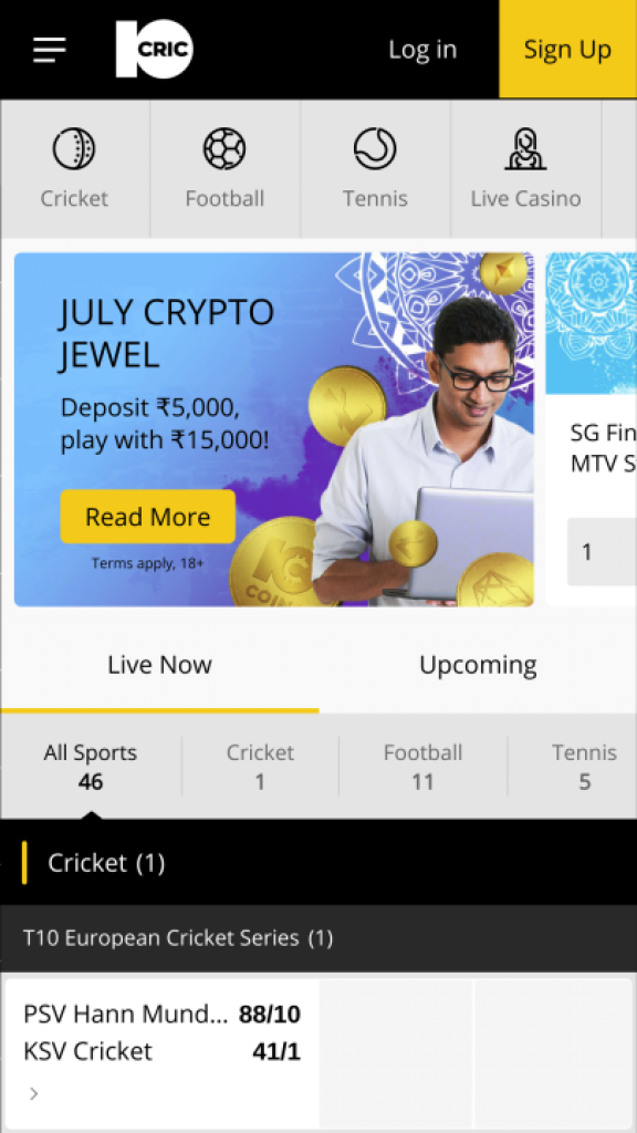 10Cric Homepage Mobile