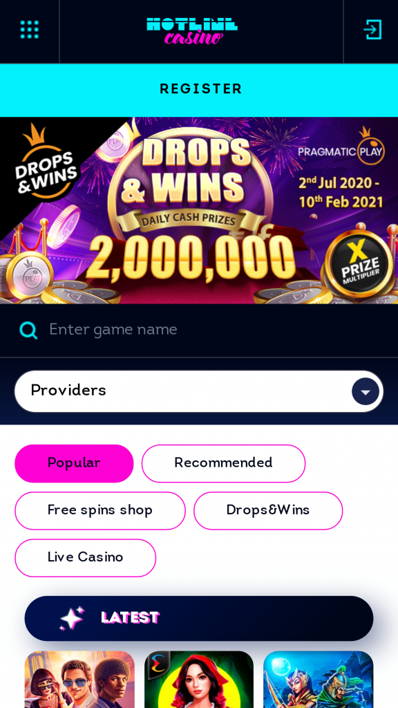 Hotline Casino Homepage Mobile
