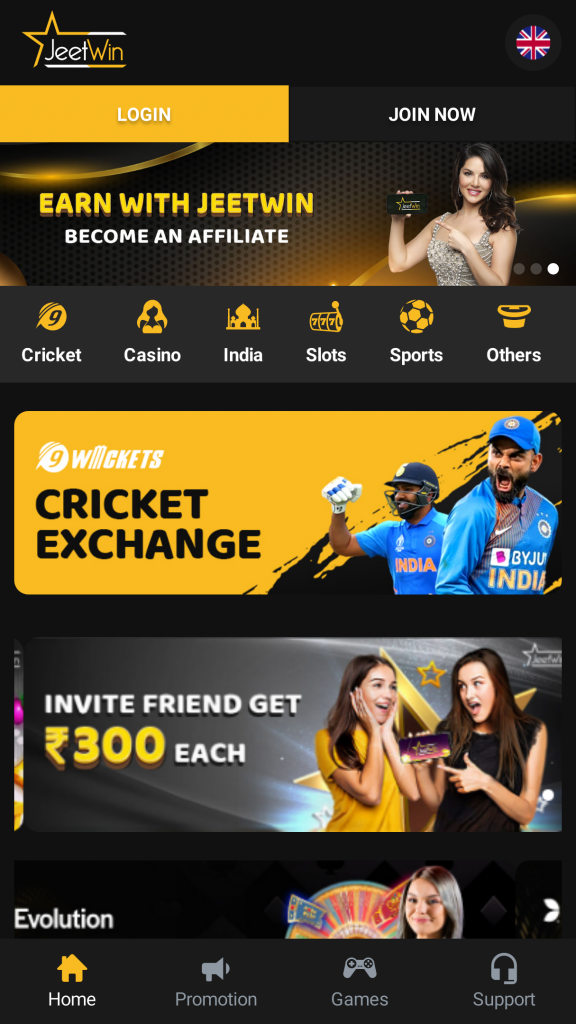 JeetWin Homepage Mobile