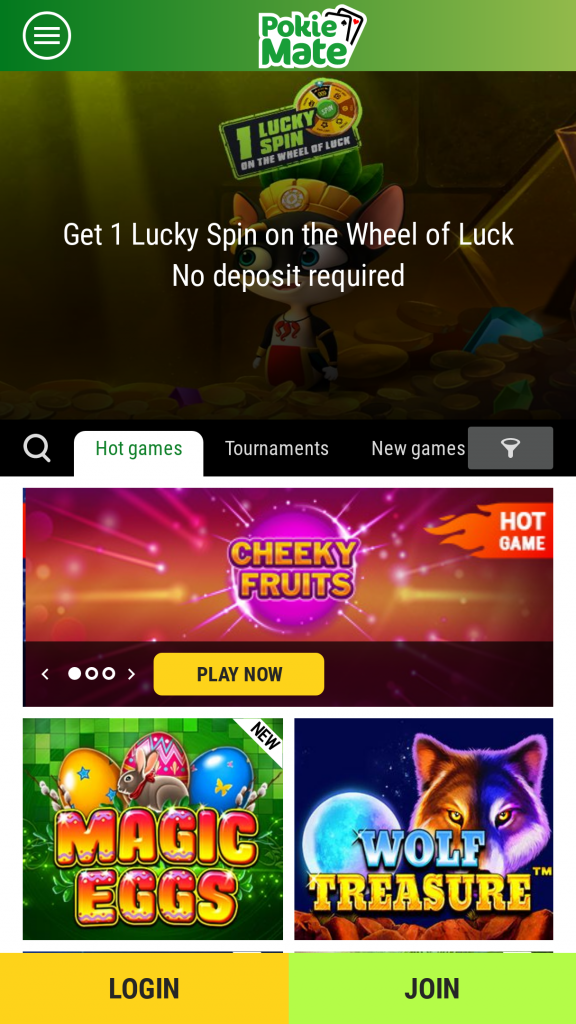 Pokie Mate Casino Homepage Mobile