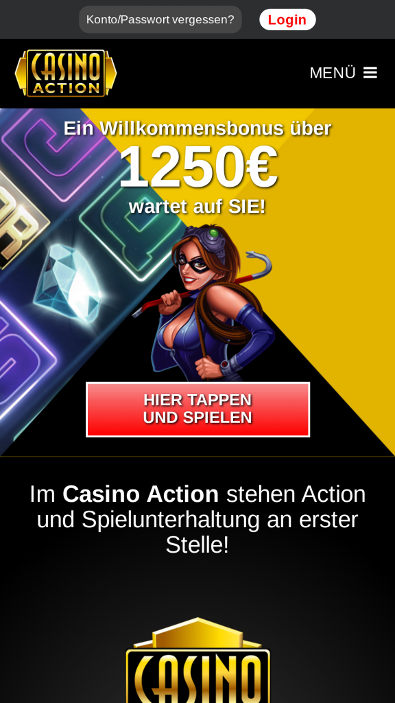 Casino Action Homepage Mobile