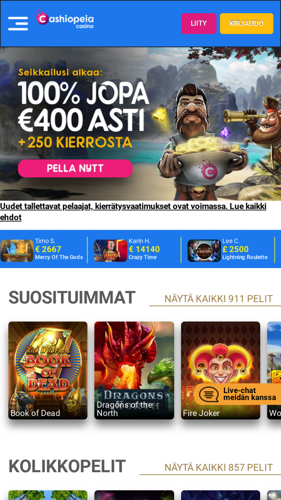 Cashiopeia Homepage Mobile