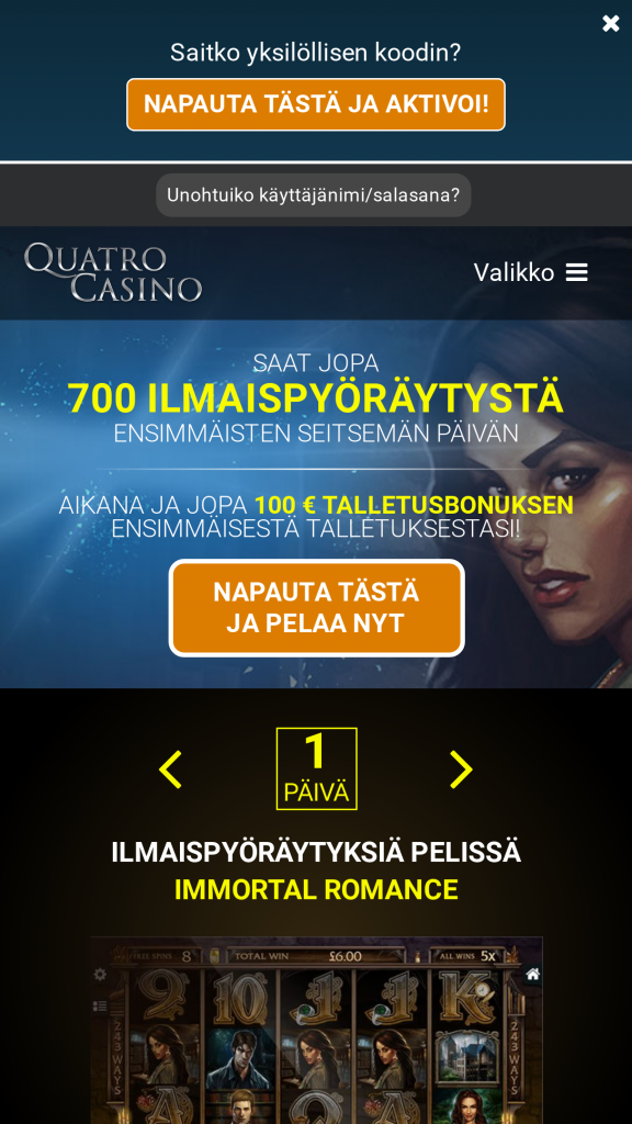 Quatro Casino Homepage Mobile