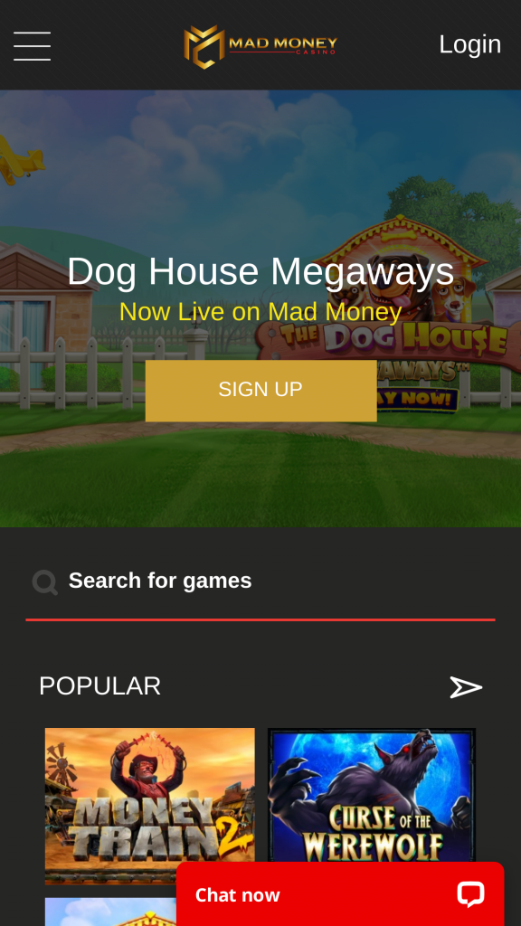 Mad Money Casino Homepage Mobile