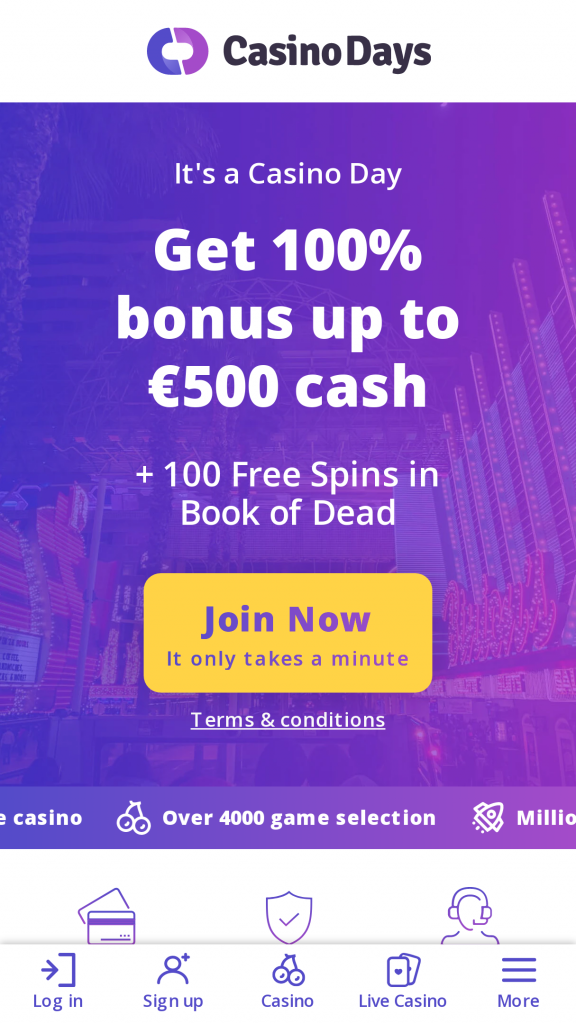 casinodays no deposit bonus