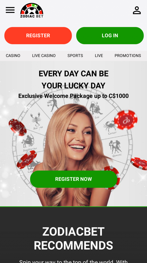 ZodiacBet Homepage Mobile