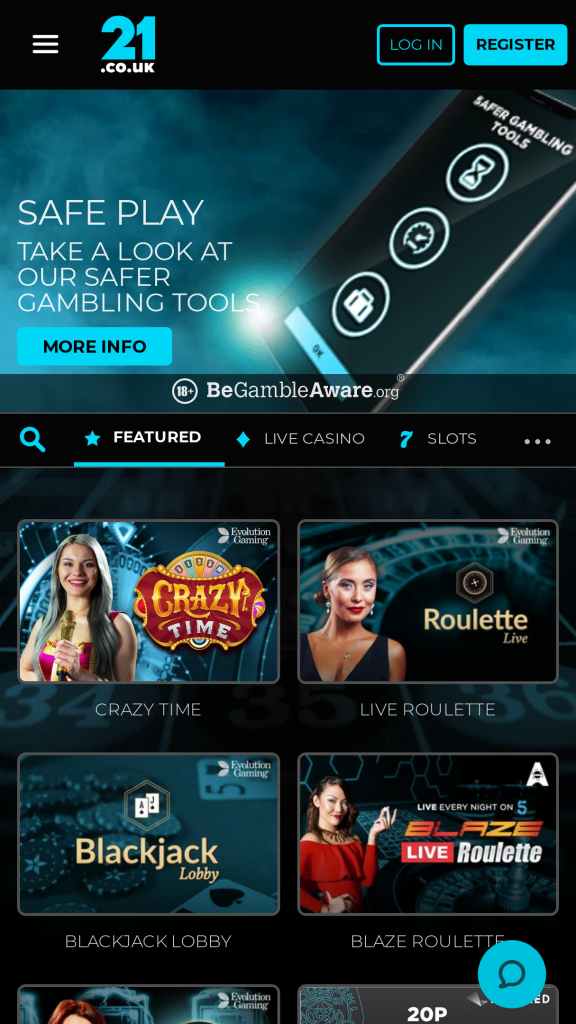 21.co.uk Homepage Mobile