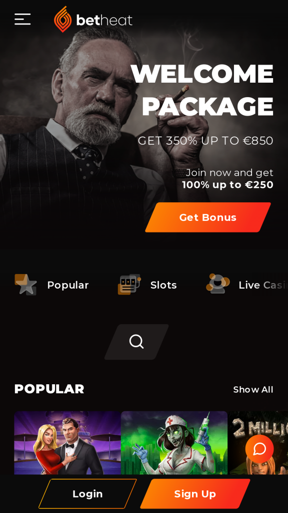 Betheat Homepage Mobile