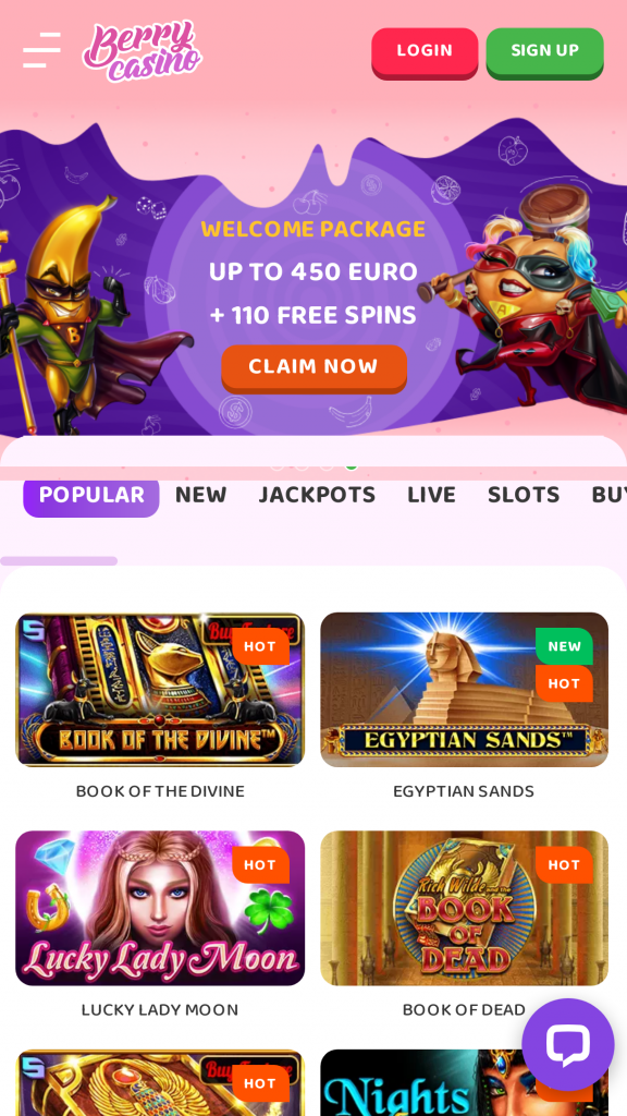 Berry Casino Homepage Mobile