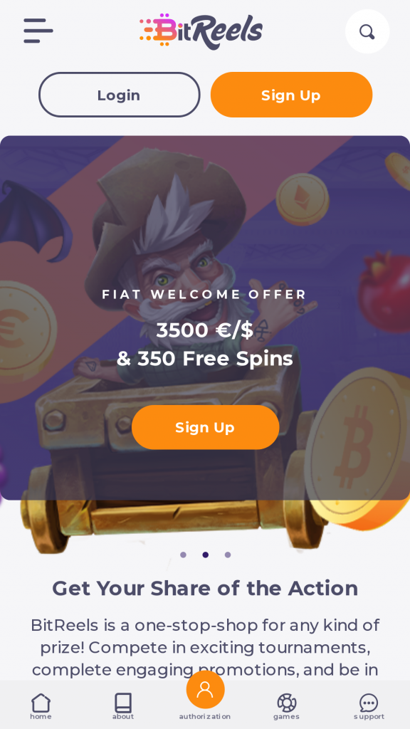 BitReels Homepage Mobile