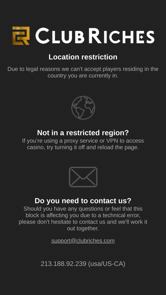 ClubRiches Homepage Mobile
