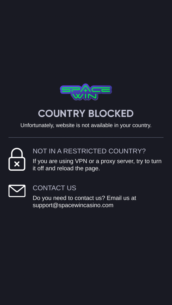 SpaceWin Casino Homepage Mobile