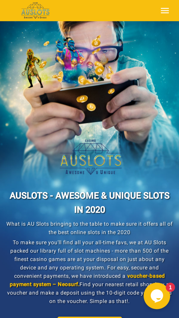 AU Slots Homepage Mobile