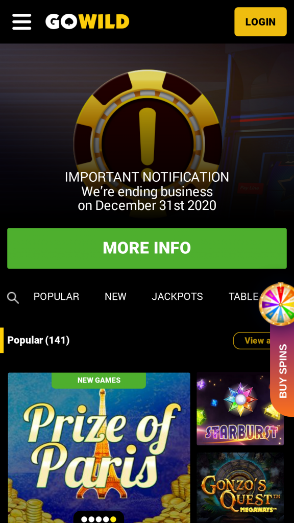 GoWild Homepage Mobile