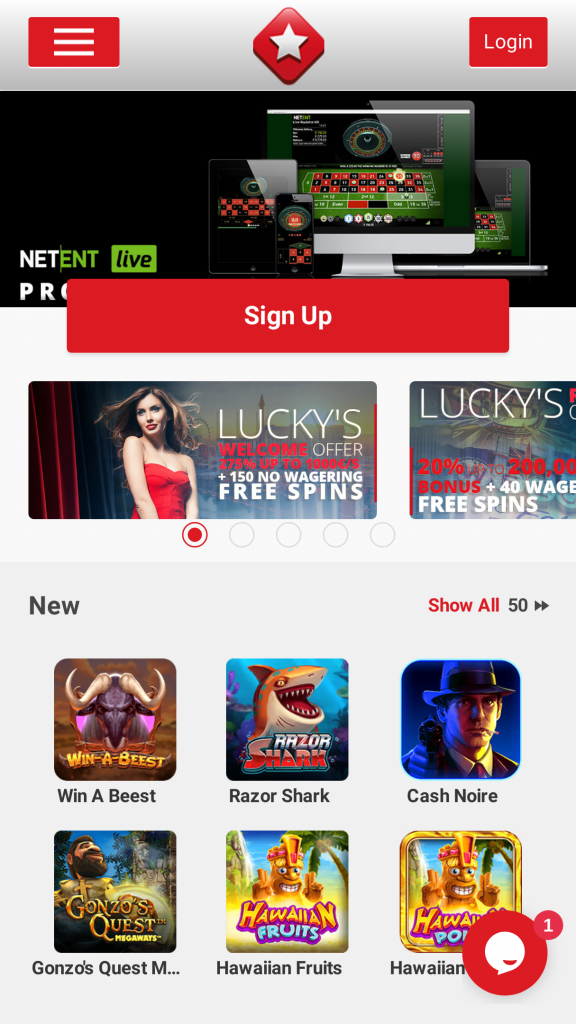 LuckyStar Homepage Mobile