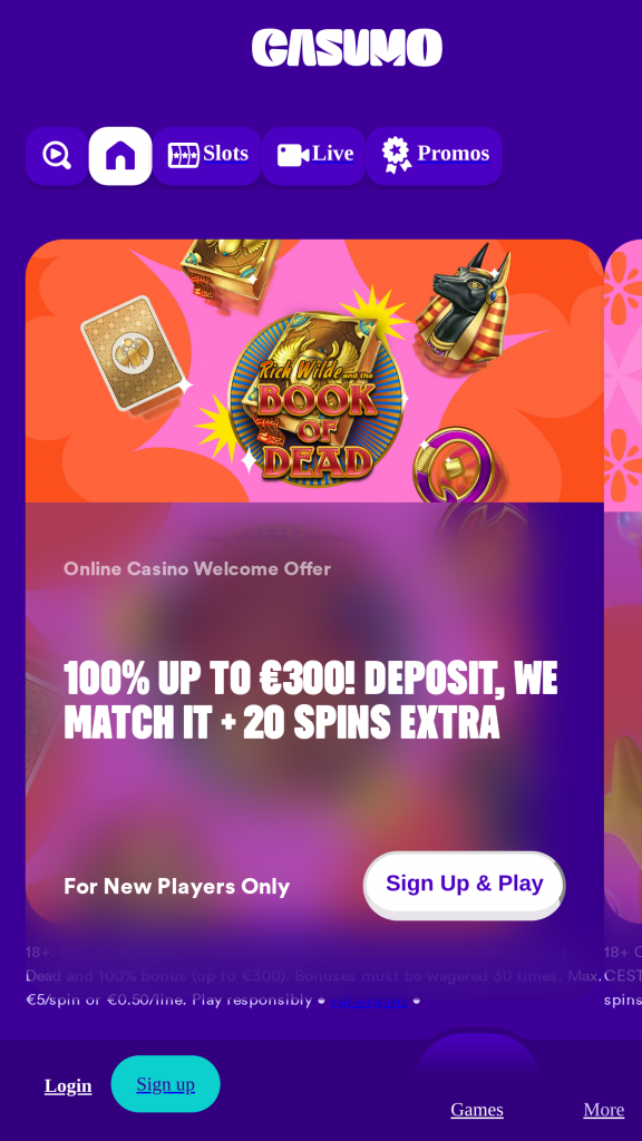Casumo Homepage Mobile