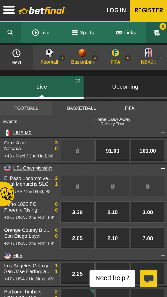Betfinal Casino Homepage Mobile