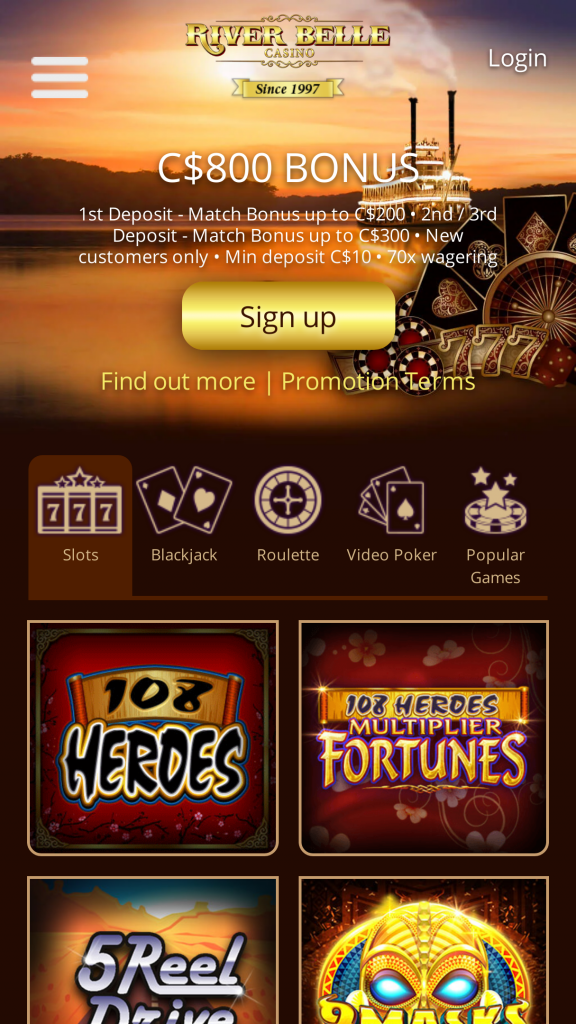 River Belle Casino Homepage Mobile