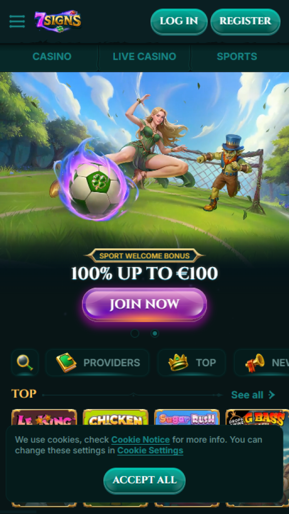 7Signs Casino Homepage Mobile