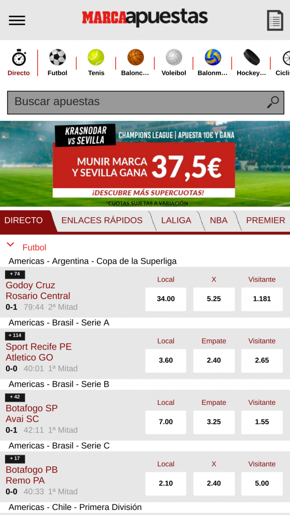 Marca Casino Homepage Mobile