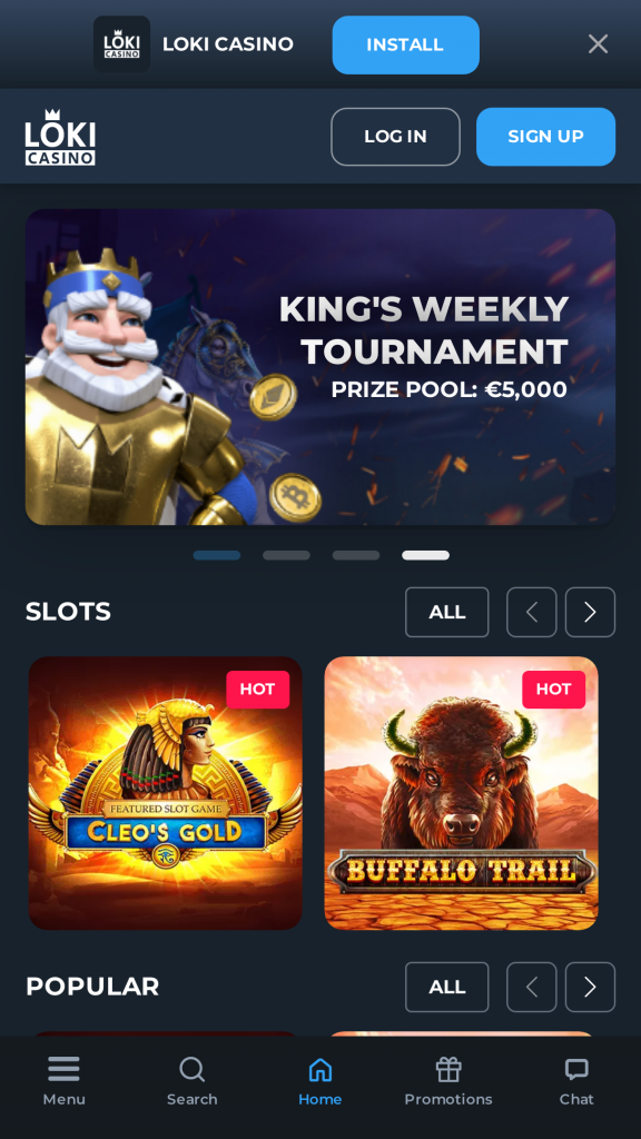 Loki Casino Homepage Mobile
