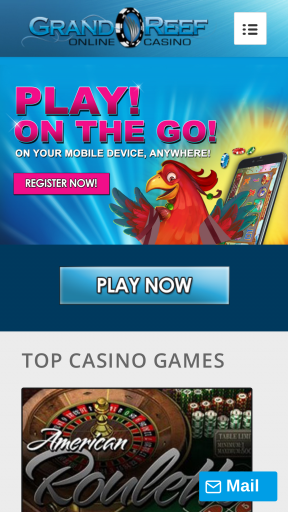 Grand Reef Casino Homepage Mobile
