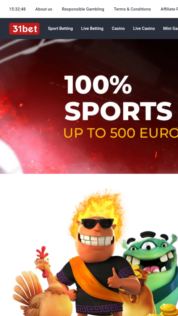 31bet Homepage Mobile