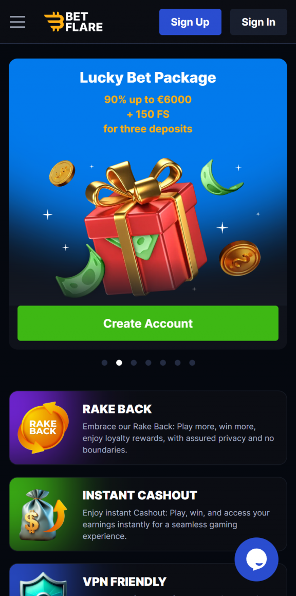 Betflare Homepage Mobile