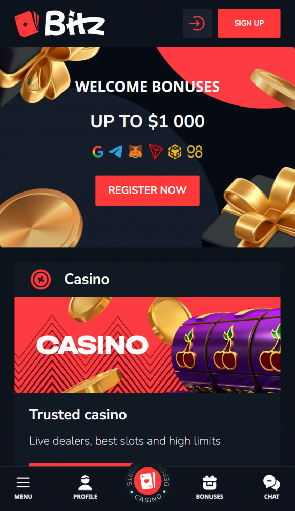 Bitz Casino Homepage Mobile