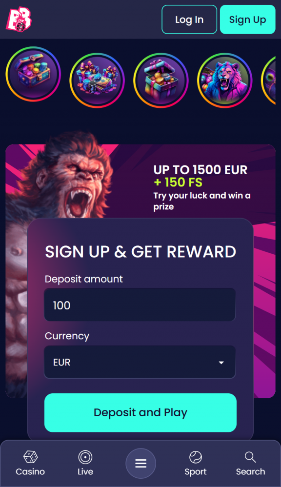 BoomsBet Homepage Mobile