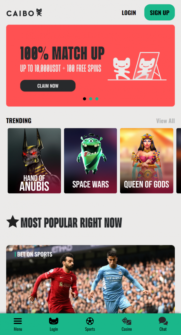 Caibo Casino Homepage Mobile