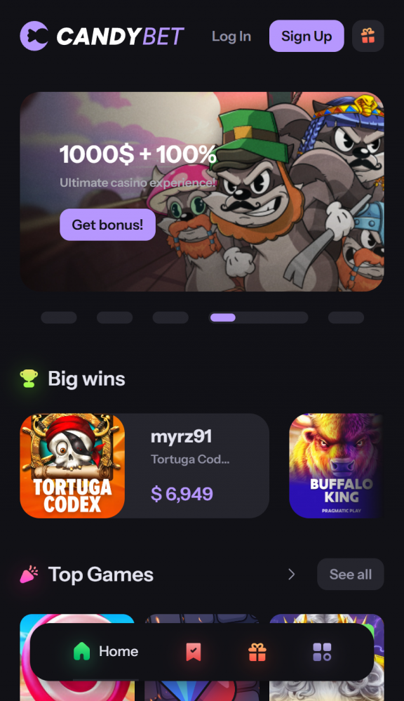 CandyBet Homepage Mobile