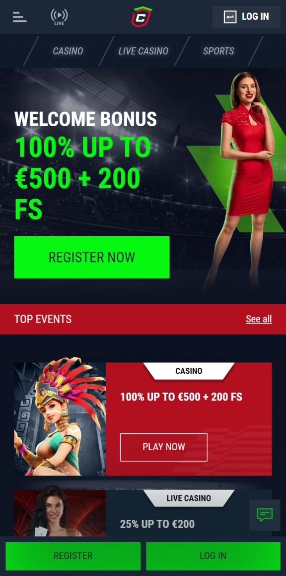 Casinado Homepage Mobile