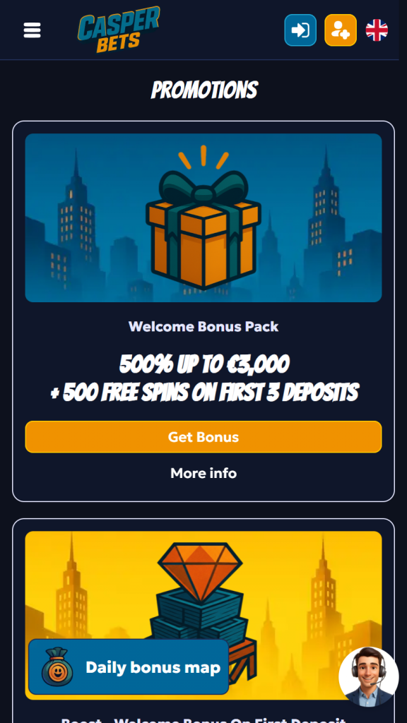 CasperBets Homepage Mobile