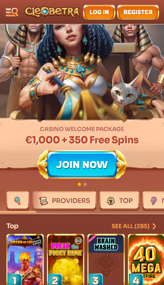 Cleobetra Casino Homepage Mobile