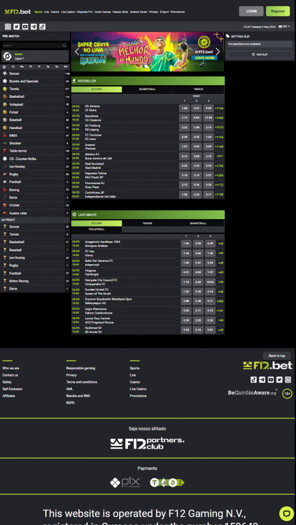 F12.bet Homepage Mobile
