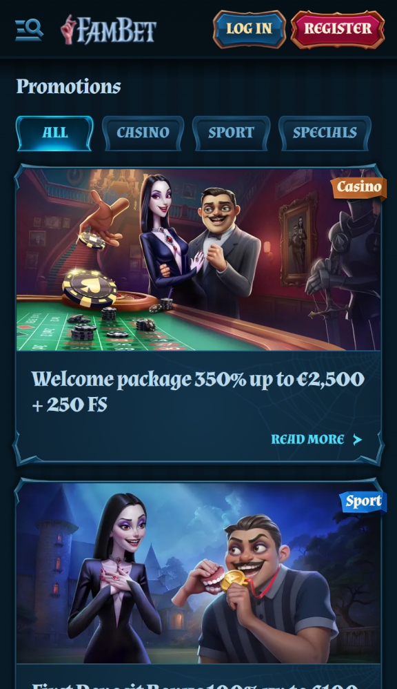 FamBet Homepage Mobile