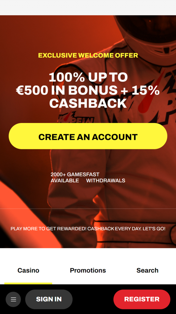 FireSpin Casino Homepage Mobile