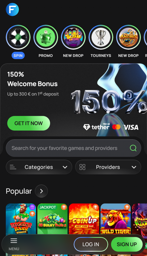 Flagman Casino Homepage Mobile