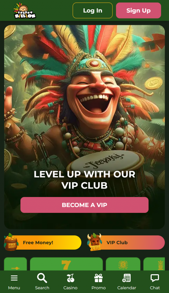 FreakyBillion Homepage Mobile