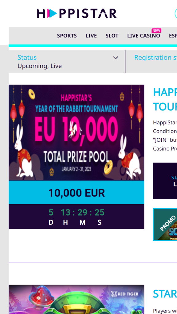 Happistar Homepage Mobile