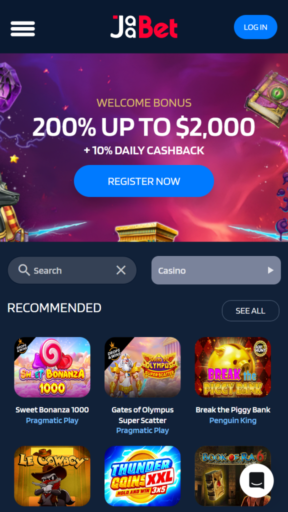 JaaBet Homepage Mobile