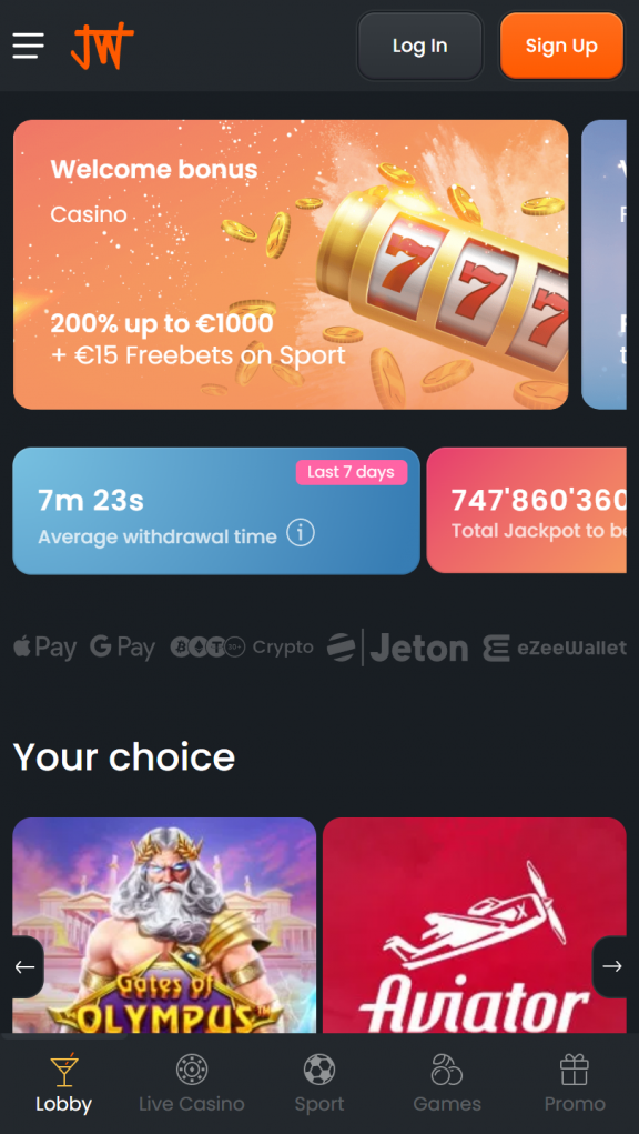 JungliWin Homepage Mobile