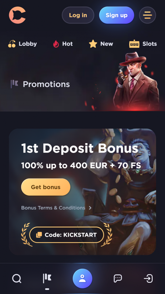 Kas.Casino Homepage Mobile
