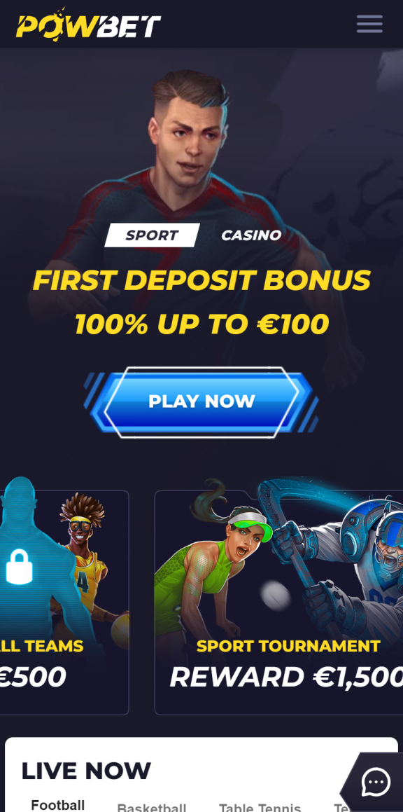 Powbet Homepage Mobile