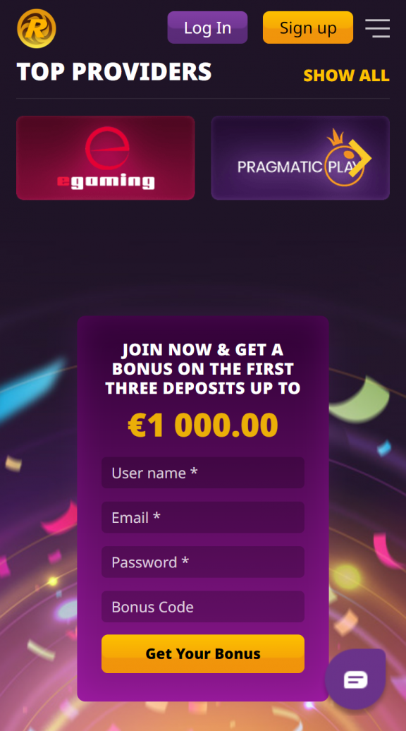 Respin Casino Homepage Mobile